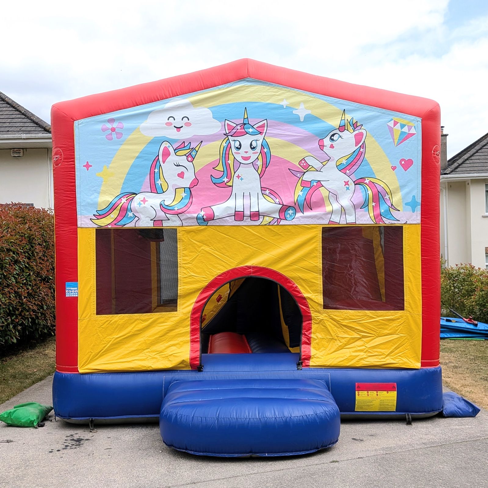 Unicorn & Rainbow Bouncy Castle with 6ft Slide 14ftx14ft